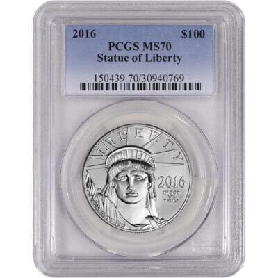 American Platinum Eagle 1 oz $100 - PCGS MS70 Random Date and Label