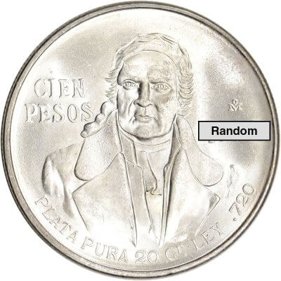 100 Peso Mexican Silver Coin - (1977-1979) - Avg Circ