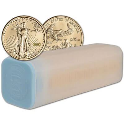 American Gold Eagle 1/4 oz $10 - Random Date - 1 Roll - 40 BU Coins in Mint Tube