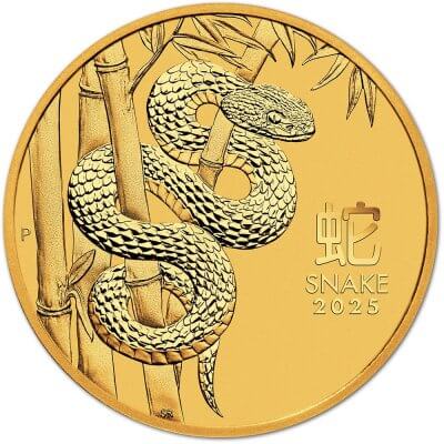2025 P Australia Gold Lunar Series III Year of the Snake 1/10 oz $15 - BU