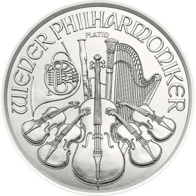 2025 Austria Platinum Philharmonic 1 oz 100 Euro 1 Roll 10 BU Coins in Mint Tube