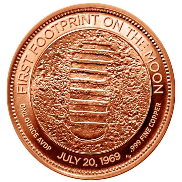 1 oz. Highland Mint Copper Round .999 Fine - Giant Leap - Tube of 20 #3