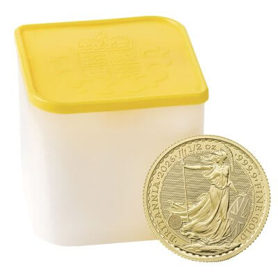 2026 Great Britain Gold Britannia £50 1/2 oz - BU 10 Coin Mint Tube