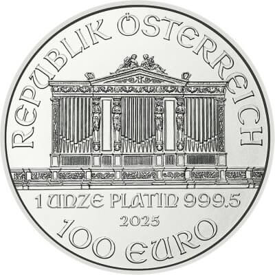 2025 Austria Platinum Philharmonic 1 oz 100 Euro - BU