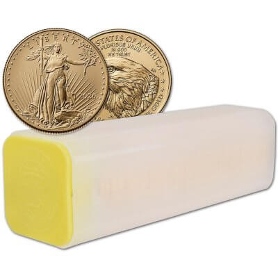 2026 American Gold Eagle 1/2 oz $25 - 1 Roll Forty 40 BU Coins in Mint Tube