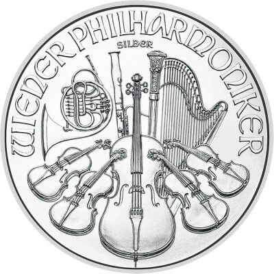 2025 Austria Silver Philharmonic 1 oz 1.5 Euro 5 Rolls 100 Coins in 5 Mint Tubes
