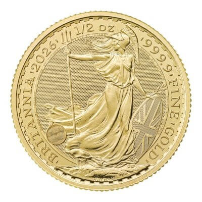 2026 Great Britain Gold Britannia £50 1/2 oz - BU 10 Coin Mint Tube