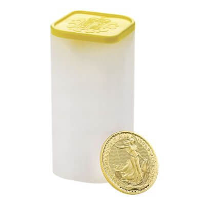 2026 Great Britain Gold Britannia £25 1/4 oz - BU 25 Coin Mint Tube
