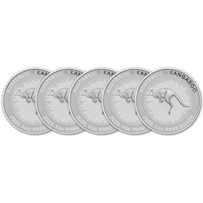 2025 P Australia Silver Kangaroo 1 oz $1 BU - Five 5 Coins