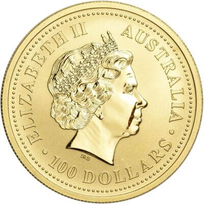 2001 Australia Gold Lunar Series I Year of the Snake 1 oz $100 - BU