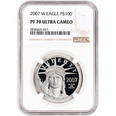 2007 W American Platinum Eagle Proof 1 oz $100 - NGC PF70 UCAM