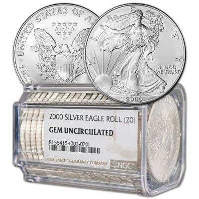 Tube of 20 - 2000 American Silver Eagle Coin - NGC Gem Uncirculated