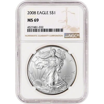2008 American Silver Eagle Coin - NGC MS69