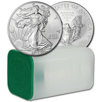 2013 American Silver Eagle 1 oz $1 - 1 Roll - Twenty 20 BU Coins in Mint Tube