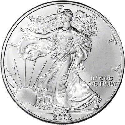 2003 American Silver Eagle 1 oz $1 - 1 Roll - Twenty 20 BU Coins in Mint Tube