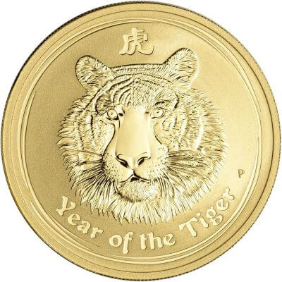 2010 P Australia Gold Lunar Series II Year of the Tiger 1 oz $100 - BU
