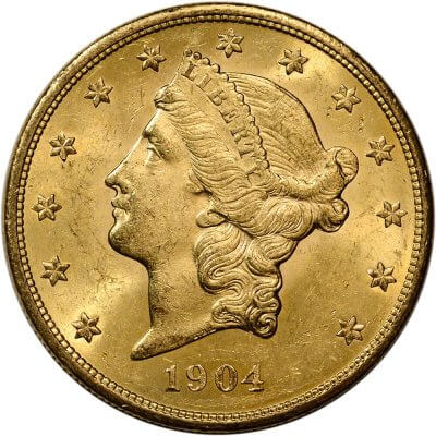 1904 US Gold $20 Liberty Head Double Eagle - BU