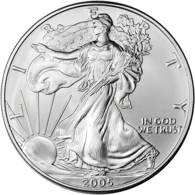 2005 American Silver Eagle 1 oz $1 - 1 Roll - Twenty 20 BU Coins in Mint Tube
