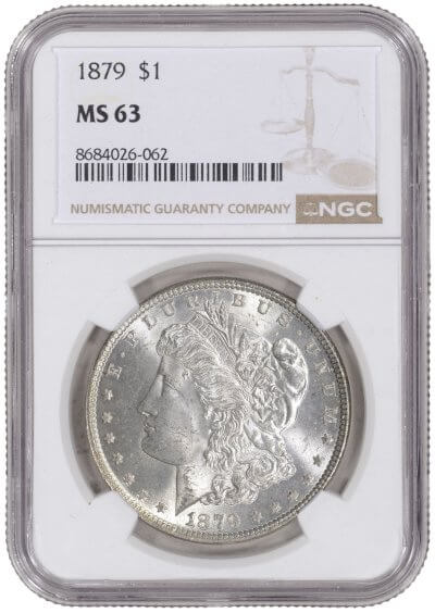 1879 US Morgan Silver Dollar $1 - NGC MS 63