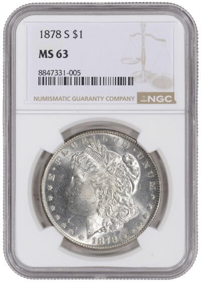 1878 S US Morgan Silver Dollar $1 - NGC MS 63