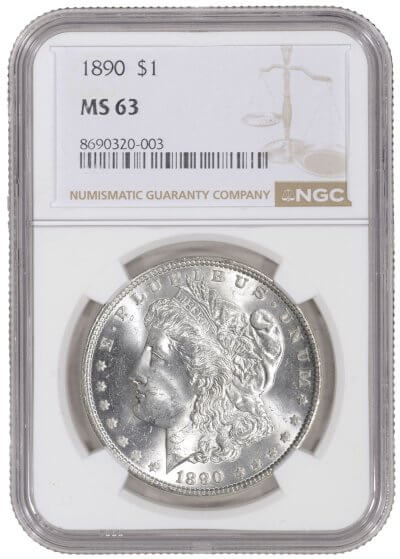 1890 US Morgan Silver Dollar $1 - NGC MS 63