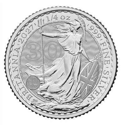 2027 Great Britain Silver Britannia 1/4 oz 50 Pence BU 1 Roll 19 Coin Tube