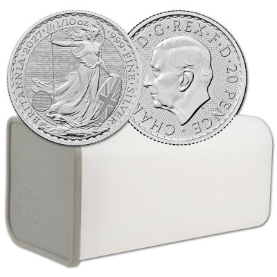 2027 Great Britain Silver Britannia 1/10 oz 20 Pence BU 1 Roll 16 Coin Tube