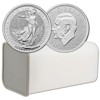2027 Great Britain Silver Britannia £2 1 oz BU 1 Roll 25 Coin Tube