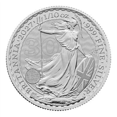 2027 Great Britain Silver Britannia 1/10 oz 20 Pence BU 1 Roll 16 Coin Tube