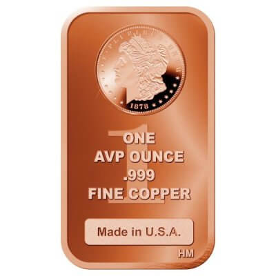 1 oz. Highland Mint Copper Bar .999 Fine - Morgan