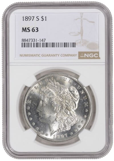 1897 S US Morgan Silver Dollar $1 - NGC MS 63