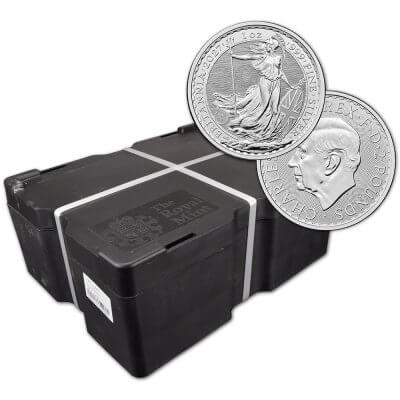 2027 Great Britain Silver Britannia £2 1 oz BU Sealed 500 Coin Box