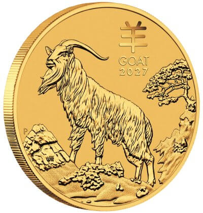 2027 P Australia Gold Lunar Series III Year of the Goat 1/4 oz $25 - BU