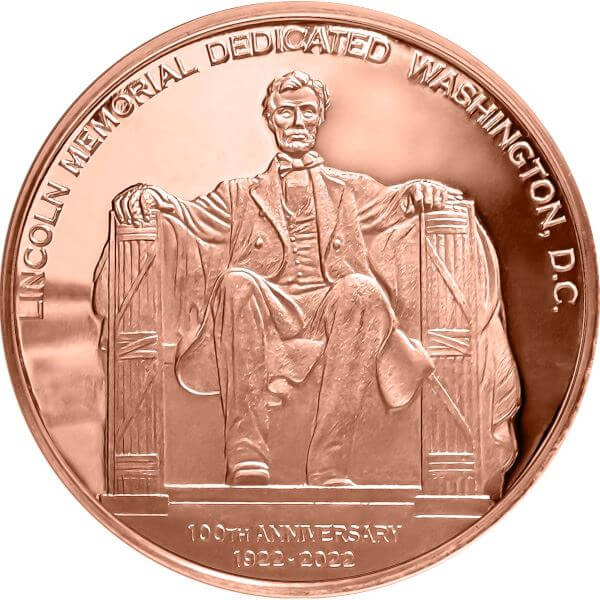 1 oz. Highland Mint Copper Round .999 Fine - Lincoln Memorial - Tube of 20 #3