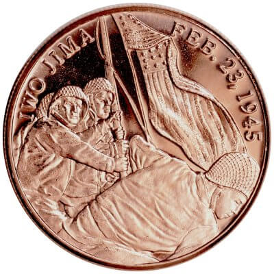 1 oz. Highland Mint Copper Round .999 Fine - Iwo Jima - Tube of 20