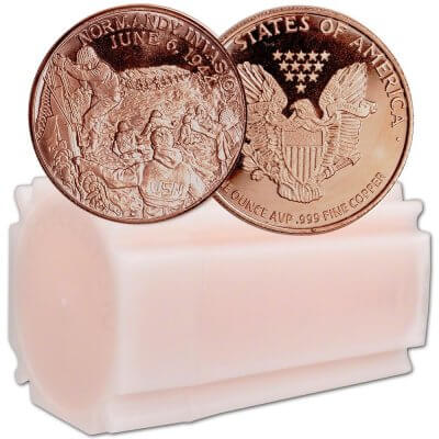 1 oz. Highland Mint Copper Round .999 Fine - Normandy - Tube of 20