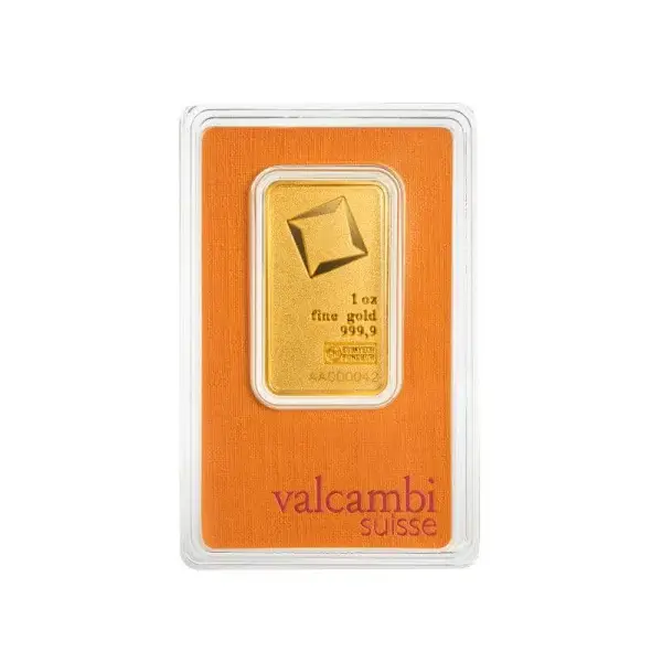 1 oz. Gold Bar - Valcambi Suisse - 999.9 Fine in Assay - Matte Finish