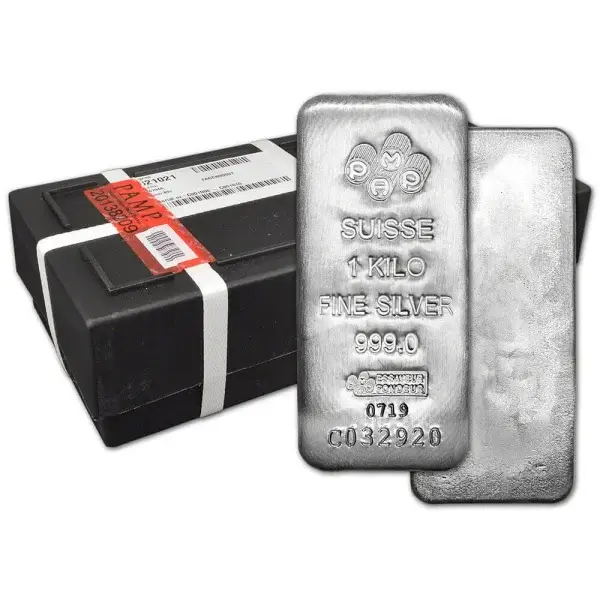 Kilo 32.15 oz Silver Bar - PAMP Suisse .999 Fine with Assay - Sealed Box of 15