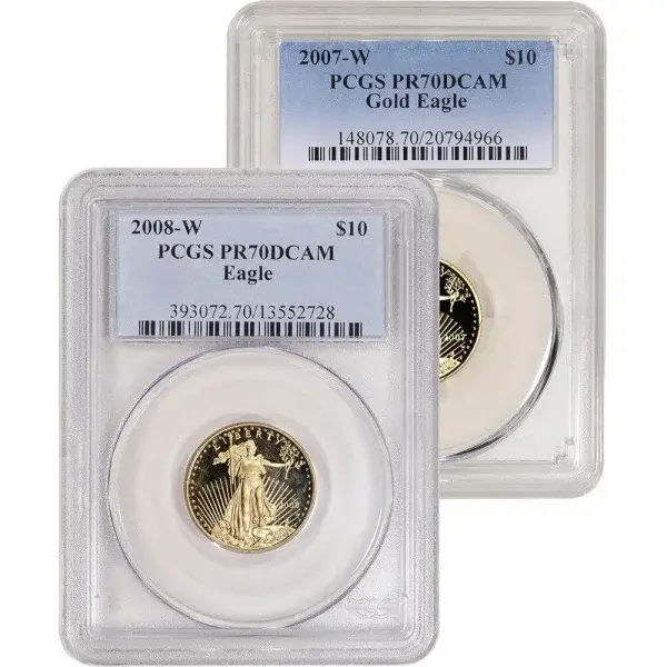 American Gold Eagle 1/4 oz $10 - PCGS PR70 Random Date and Label