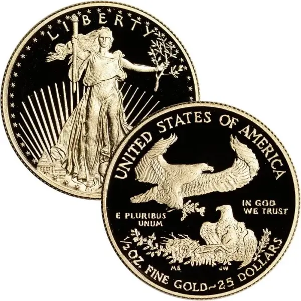 American Gold Eagle Coin Proof 1/2 oz $25 - PCGS PR70 Random Date and Label