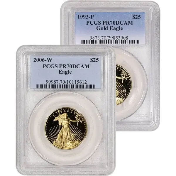 American Gold Eagle Coin Proof 1/2 oz $25 - PCGS PR70 Random Date and Label