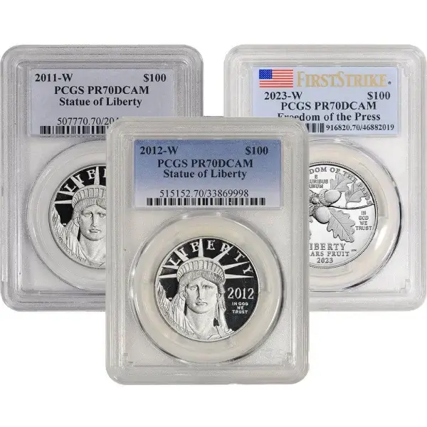 American Platinum Eagle 1 oz $100 - PCGS PR70 Random Date and Label