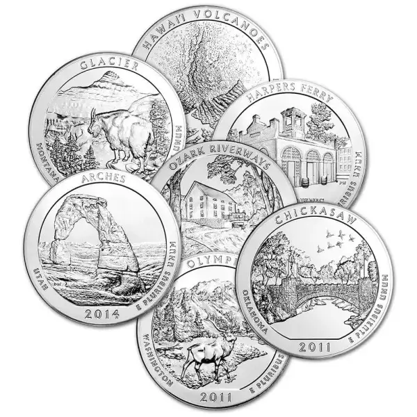 ATB America the Beautiful Silver 5 oz 25C - Random Date Tube of 10