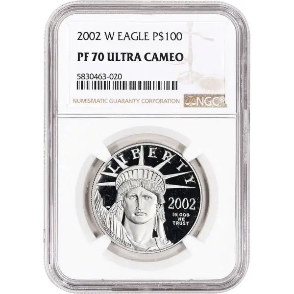 2002 W American Platinum Eagle Proof 1 oz $100 - NGC PF70 UCAM