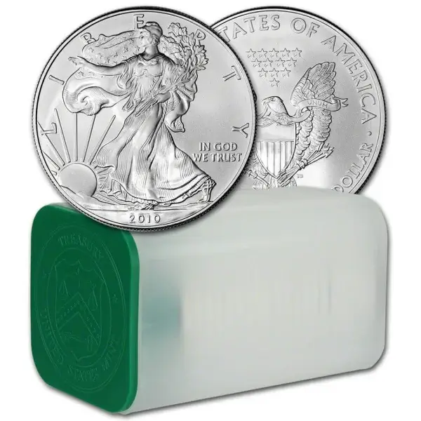 2010 American Silver Eagle 1 oz $1 - 1 Roll - Twenty 20 BU Coins in Mint Tube