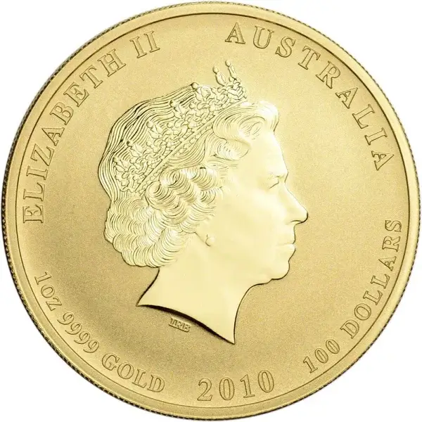 2010 P Australia Gold Lunar Series II Year of the Tiger 1 oz $100 - BU
