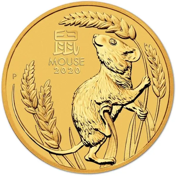 2020 P Australia Gold Lunar Series III Year of the Mouse 1 oz $100 - BU