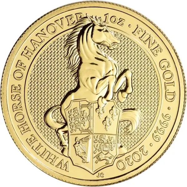 2020 Great Britain Gold Queen's Beasts White Horse £100 - 1 oz - BU