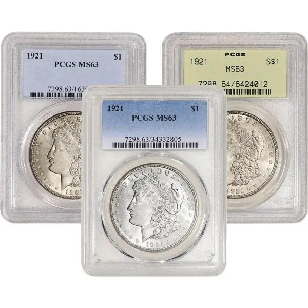 1921 US Morgan Silver Dollar $1 - PCGS MS63 - Random Label