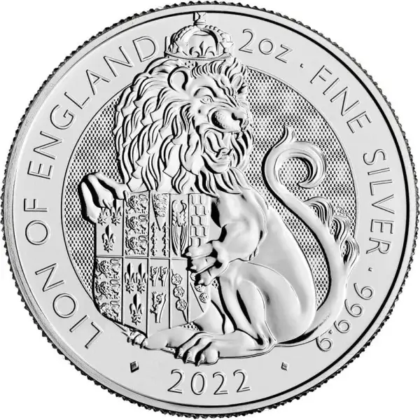 2022 Great Britain Silver Tudor Beasts Lion of England £5 2 oz 10 Coins in Tube